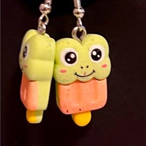 Adorable frog popsicle earrings